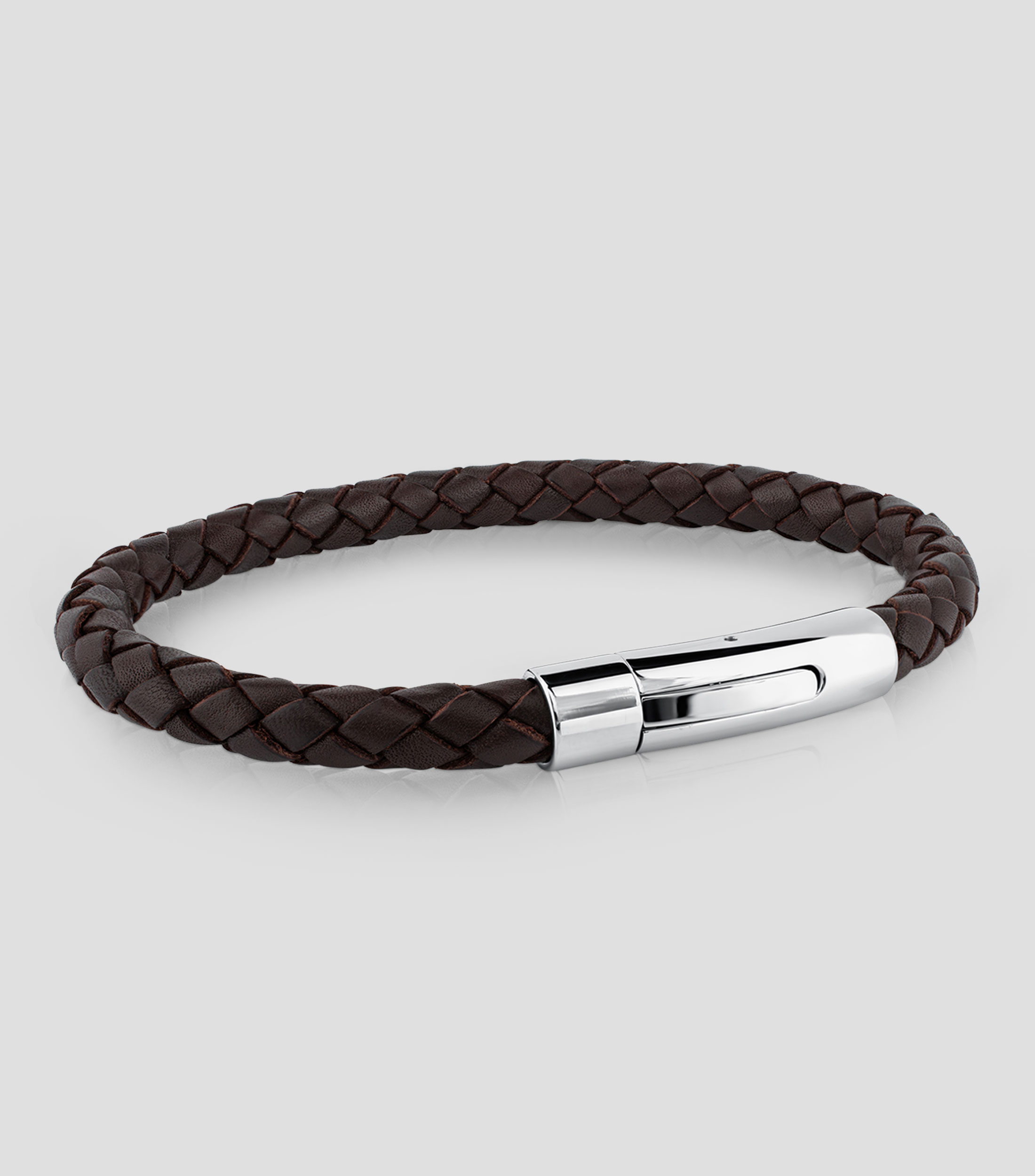 PULS CUERO TRENZ MARRON 7MM CIERRE